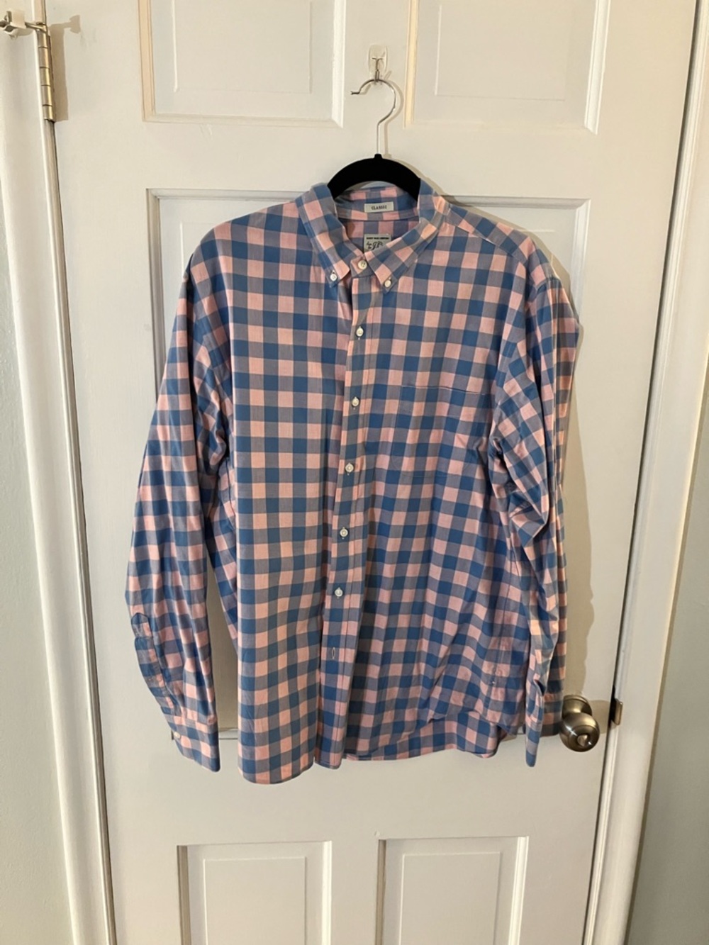 J. Crew Men's Button-Down Gingham Shirt - Blue & Pink